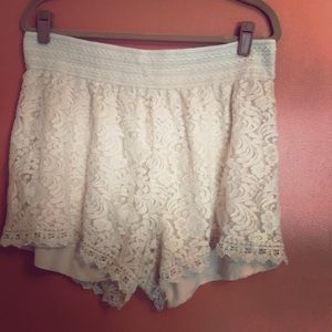 Ivory lace shorts